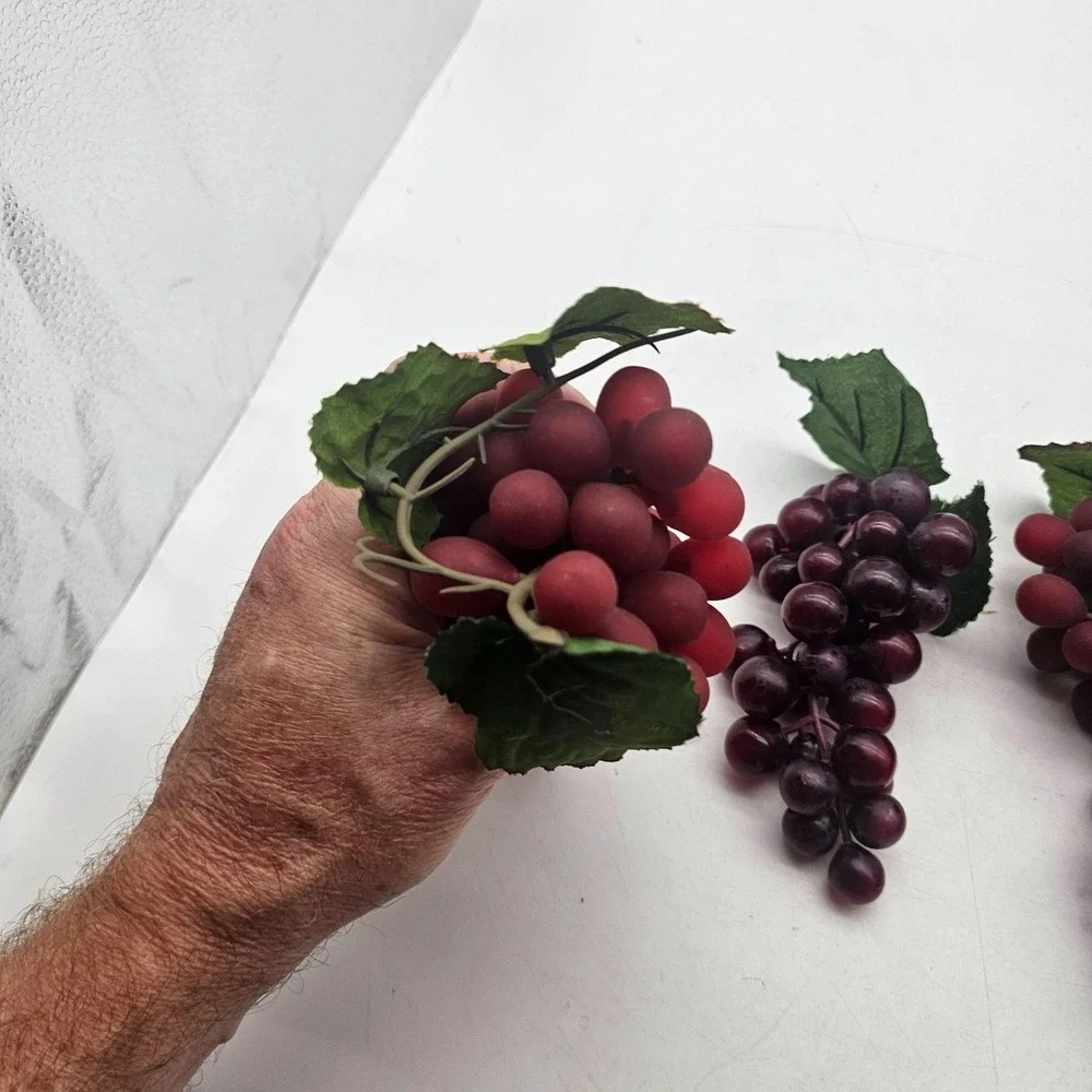 Plastic Grapes Set Of 4 Faux Grape Bunches Red Purple Green Kitchen Decor